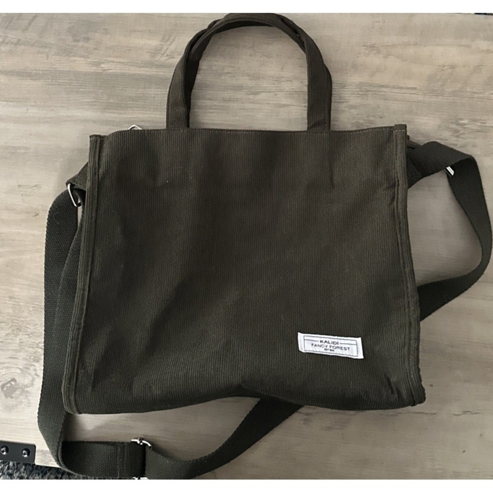KALIDI Fancy Forest Women Corduroy Tote‎ Bag  Shoulder Zip Pockets Goblincore
